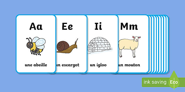 French Alphabet, language school poster - ESL letters chart