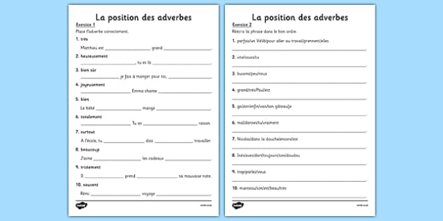 La Position Des Adverbes French teacher Made Twinkl