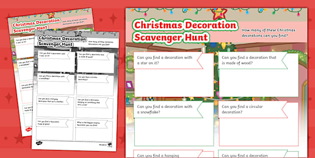 Christmas Decoration Scavenger Hunt Worksheet (teacher made)