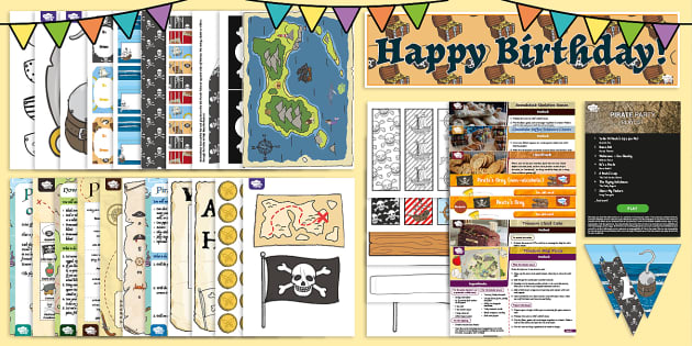 8 Pirate Party Signs/posters INSTANT DOWNLOAD Printable 