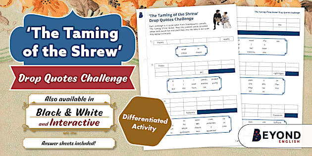 Ib Quotes 'The Taming of the Shrew' Differentiated Drop Quotes Challenge