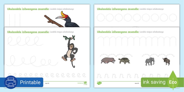 Wild Animals tracing isiXhosa - Twinkl