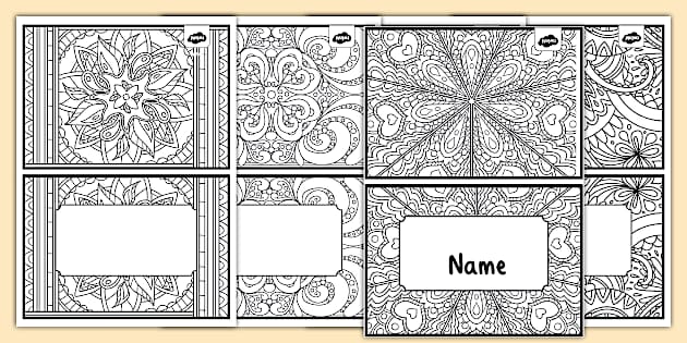 Mindfulness Colouring Name Tents (teacher made) - Twinkl