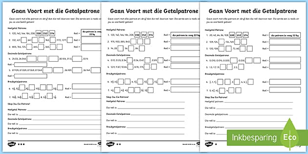 Gaan Voort met die Getalpatrone Gedifferensieerde Aktiwiteit