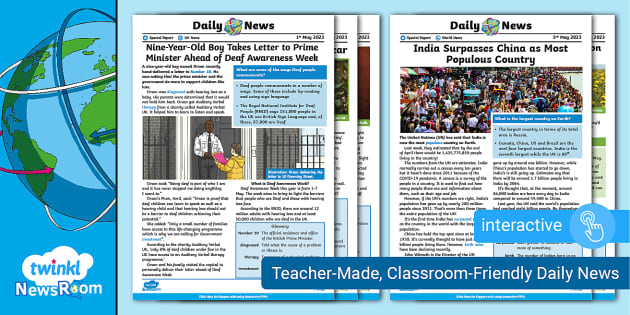 UKS2 Weekly News For Kids - Reading Comprehension - 5th May 2023