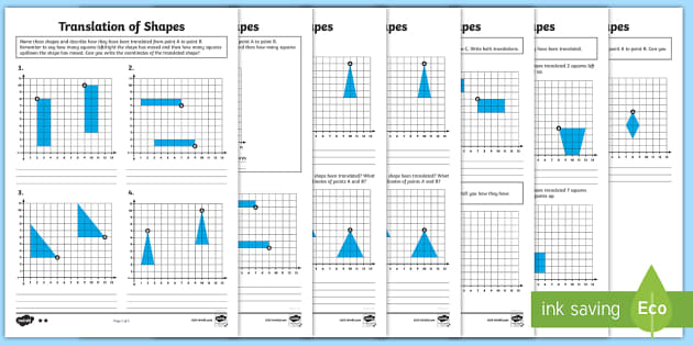 KS2 Translation of Shapes Sheets - Translating Shapes Year 4