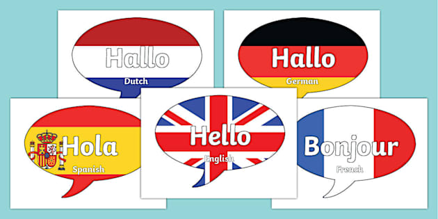 Mixed Language Hello Speech Bubble Posters (teacher made)