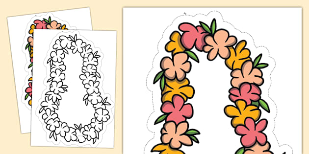 Hawaiian Garland Cut-Outs (teacher made) - Twinkl