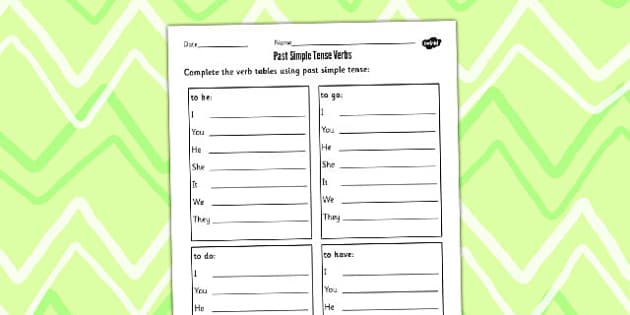 Past Simple Tense Chart - TEFL Lessons 