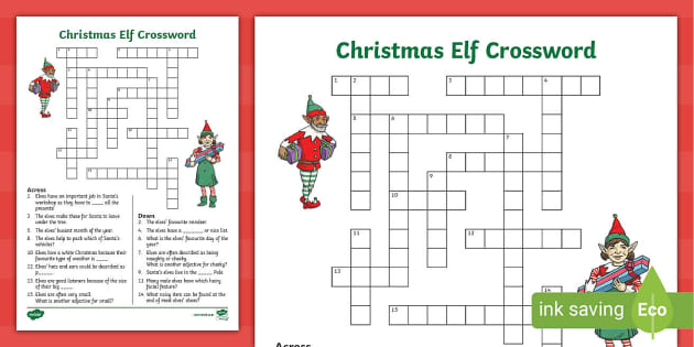 KS2 Christmas Elf Crossword (teacher made) - Twinkl