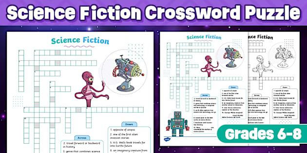 Science Fiction Crossword Puzzle for 6th 8th Grade