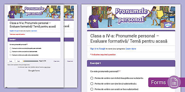 evaluare pronumele personal clasa 4