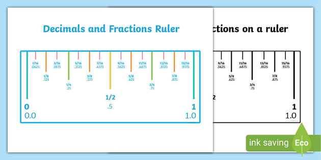 Printable Ruler With Fractions And Decimals Math Resources
