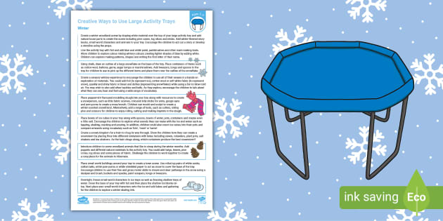 EYFS Ages 2-3 Large Activity Tray Ideas: Winter - Twinkl