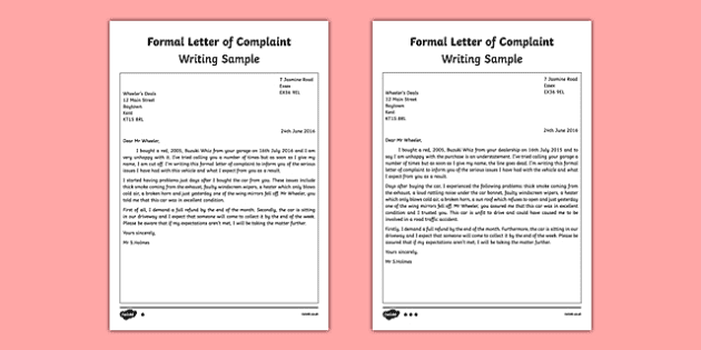 How To Write A Complaint Letter Template – Ks2 Resource