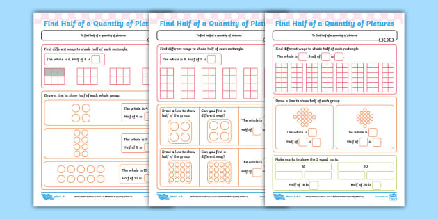 find-half-of-a-quantity-of-pictures-activity-sheets