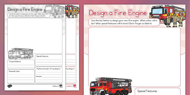 Design a Fire Engine Worksheet (Teacher Made) Twinkl Design a Fire Engine Worksheet (Teacher Made) Twinkl