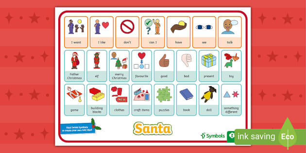 Twinkl Symbols: Santa Communication Board (Teacher-Made)