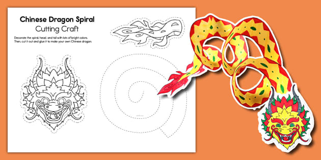 Chinese Dragon Spiral Cutting Craft - Twinkl