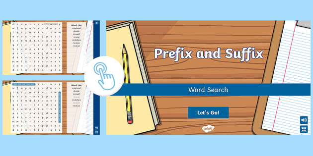 Prefix and Suffix Interactive Word Search - English - KS1 - Twinkl