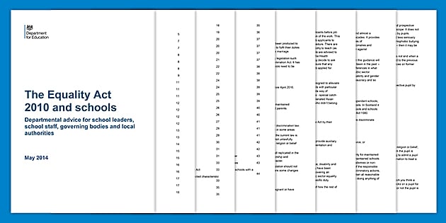 The Equality Act 2010 in schools Adult Guidance - Twinkl