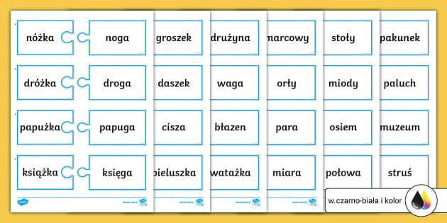 Wyrazy Z ó Wymiennym Na A Ortograficzne puzzle | Wyrazy z wymiennym ó, h, ch, rz, ż