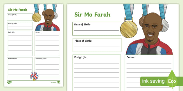 Sir Mo Farah Fact File Template (teacher made)