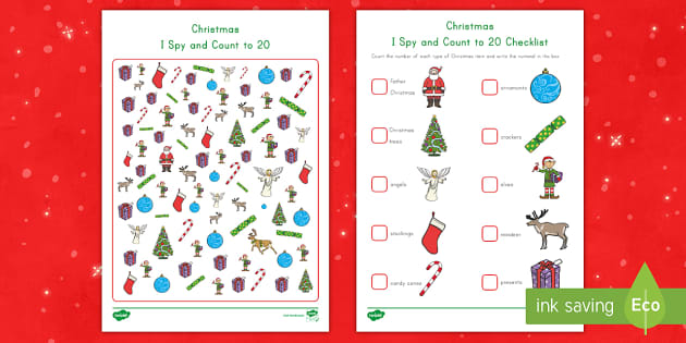 Christmas I Spy and Count Activity to 20 (teacher made)