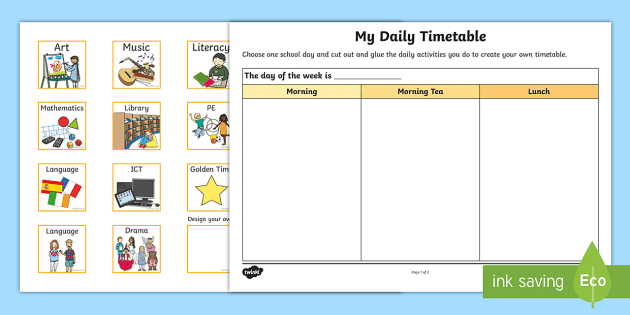 Foundation My Daily Timetable Worksheet Worksheet