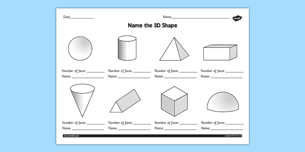 Name The 3d Shape Grade 3 Worksheet