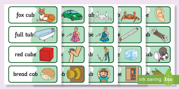 Two Syllable Final B Sound Word Cards (Lehrer Gemacht)