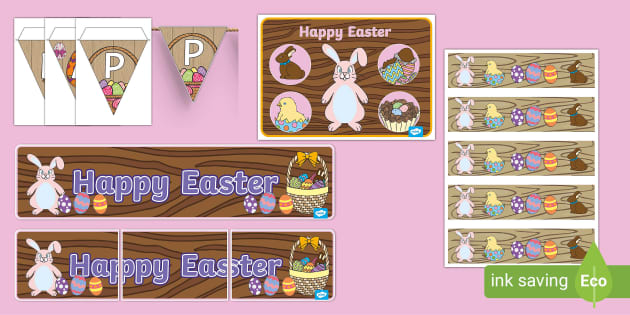 Wooden Easter Theme Display Pack Teacher Made Twinkl