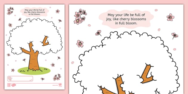 手形アート 桜の木 春の製作 Handprint Craft Spring Cherry Blossom