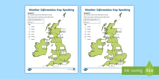 information gap worksheet tefl esl weather activity