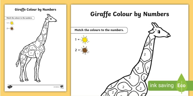 Giraffe Colour by Number (teacher made) - Twinkl