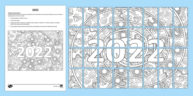 2022 Mindfulness Collaborative Colouring Activity - - Twinkl