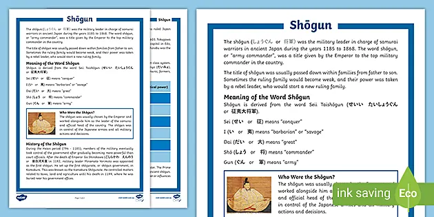 Shogun Fact File Teacher Made