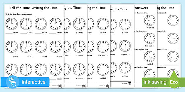 o clock and half past telling time worksheets ks1