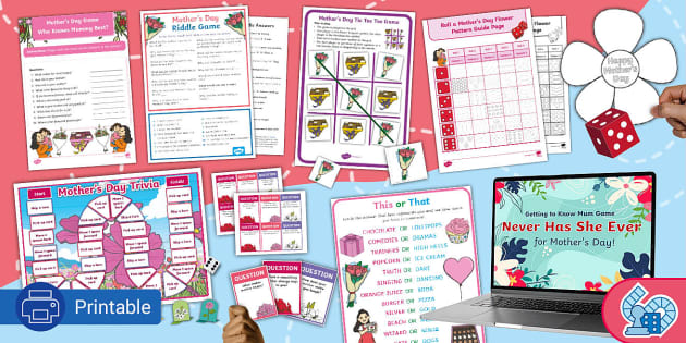 Mothers Day Games Bundle Printable Games for Mother's 