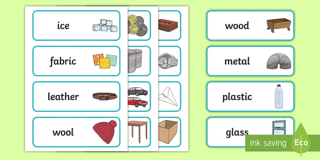 Year 2 Use of Everyday Materials Scientific Vocabulary Cards