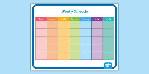 Editable Weekly Schedule Template Free