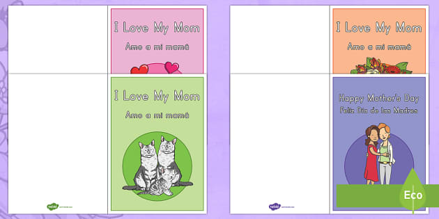 Happy Mother S Day Mommies Greetings Cards English Spanish