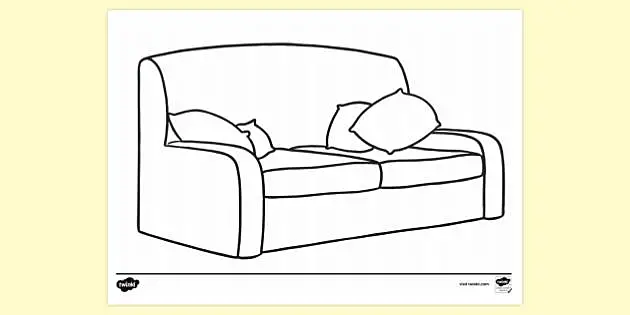 FREE! - Couch Colouring Page - Primary Resource - Twinkl