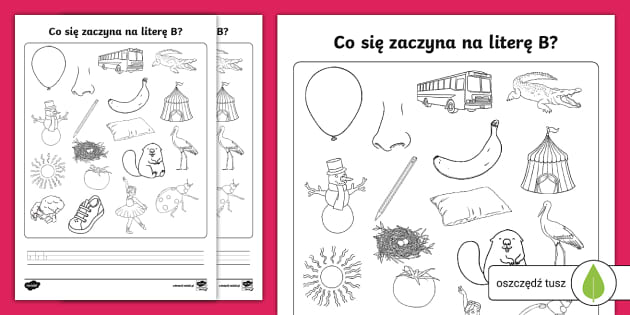 Co Się Zaczyna Na Literę B | Kolorowanka | Alfabet I Litery