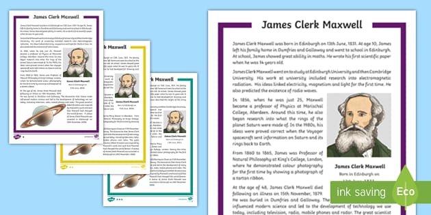 Scottish Scientist James Clerk Maxwell Differentiated Fact File