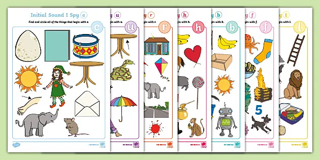 Initial Sounds I Spy E U R H B F L Activity Pack