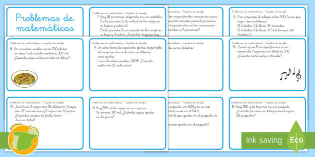 tarjetas de desafío problemas matemáticos teacher made