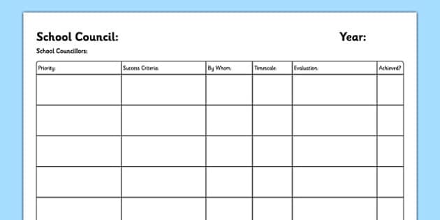 School Council Annual Plan Template (teacher made) - Twinkl