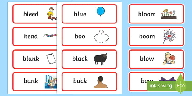 ‘bl’ And ‘b’ Near Minimal Pair Word Cards - Twinkl