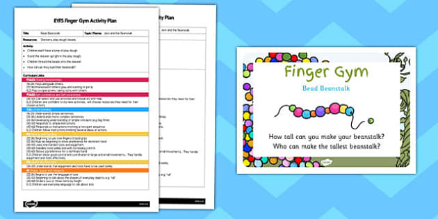 Eyfs Bead Beanstalk Finger Gym Activity Plan And Prompt Card Pack